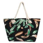 Grote waterafstotende strandtas met rits 58 x 38 x 18 cm veren