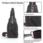 FANDARE Sling Bag met hoofdtelefoonopening voor studenten, party, outdoor, multifunctionele schoudertas voor dames en heren, slijtvast canvas, zwart, Casual