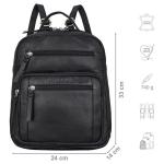 'Wilma' Elegante Rugzak Vrouwen Kleine Leren Rugzak Dames Leren Rugzak DIN A5 Vintage Handtas City Going Out Shopping Daypack Echt Leer, Kleur:zwart