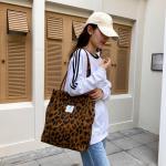 Koord Tas Womens Grote Corduroy Tote Bag Vrouwen Schouder Handtassen voor School Winkelen Werk College Casual, Leo (stad), 40x35x11 cm, Shopper