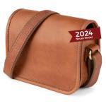Vintage schoudertas Lisbon, kleine schoudertas van leer voor dames, bruin
