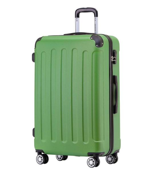 BEIBYE Koffer met harde schaal, trolley, rolkoffer, reiskoffer, veiligheid, cijferslot, dubbele wielen, ABS-materiaal, handbagage, 4 wielen, M-L-XL-set, olijfgroen