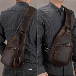 newsbirds Heren echt lederen borsttas schoudertas sport outdoor schoudertas wandelrugzak, 9455 donkerbruin, Retro