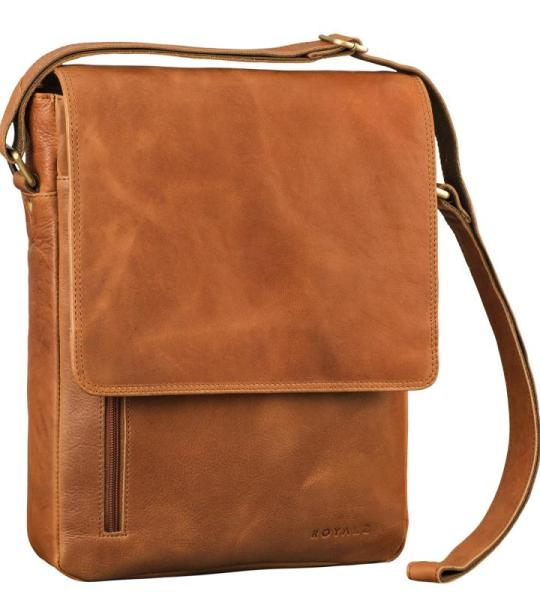 Kansas Schoudertas voor heren, vintage, leren tas, 13-14 inch, laptoptas, echt leer, middelgroot, DIN A4, messenger bag voor mannen, Texas bruin., Large
