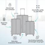 Voyagoux Koffer handbagage - harde koffer groot, TSA-slot, ABS, 4 x 360° wielen, robuust en lichtgewicht, zilver