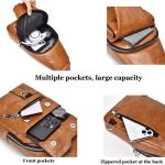 Sling tas voor heren, leren borsttas, waterdichte , casual lichte tas, mobiele telefoontas, crossbody tas voor wandelen, fietsen, kamperen, lichtbruin