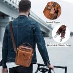 BAIGIO Schoudertassen heren kleine herentas lederen schoudertas leren tas voor mannen werk reizen dagelijks leven, bruin, vintage