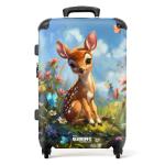 NoBoringSuitcases.com Kinderkoffer, handbagage, harde koffer met TSA-slot, jongens en meisjes, trolley, reiskoffer, draagtas, rolkoffer, klein of middelgroot, 46 Jonge hert - bloem