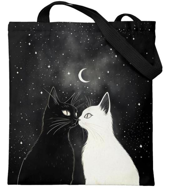 Tote Bag esthetische schoudertas voor dames, grote schoudertas voor dames, 37 x 42 cm, waterdichte Oxford-tas met ritssluiting, universiteit, waterdichte tas voor dames, Cat Love 1