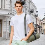 Schoudertas voor heren, messenger bag, retro, waterdicht, diefstalbeveiliging, licht, trekking, reizen, outdoor, fietsen, echt leer, Groen, Large