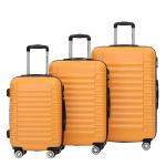 BEIBYE 2088 Reiskoffer met dubbele wielen, trolleys, harde schaal, M-L-XL-set in 15 kleuren, uitbreidbaar, Oranje., koffer