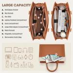 Shopper Grote laptophandtas voor dames, 15,6 inch, PU-leer, werktas, lerarentas, waterdicht, laptoptas met portemonnee voor business, kantoor, school, bruin+wit, Elegant