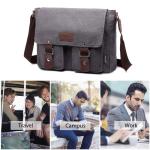 FANDARE Canvas Messenger Bag Schoudertas 7,9 inch iPad Tas Schoudertas Unisex Canvas Tas Werktas voor Mannen en Vrouwen, Heren/Dames Reizen Schoudertas