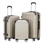 BEIBYE Harde koffer, trolleykoffer, rolkoffer, reiskoffer, handbagage, 4 wielen, M/L/XL, champagne