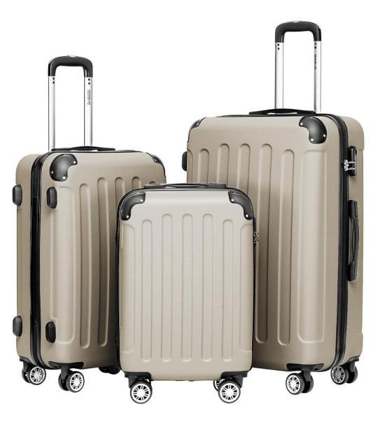 BEIBYE Harde koffer, trolleykoffer, rolkoffer, reiskoffer, handbagage, 4 wielen, M/L/XL, champagne