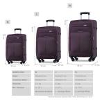 BEIBYE Reiskoffer met 4 wielen, stoffen koffer, handbagage, kinderbagage, koffer, trolley, set van XL-L-M, lila, Stoffen koffer