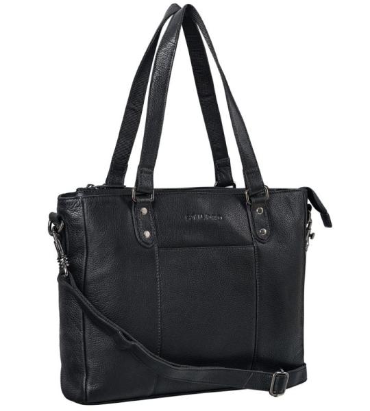 'Joy' 3-in-1 Vintage Shopper Leer Handtas Dames Grote Tas Echt Leren Schoudertas Vrouwen Lederen Tas voor Werk Winkelen Vrije Tijd Laptop, Kleur:zwart