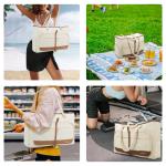 Vinstatin Grote strandtas voor dames, lichte veelzijdige shopper met ritssluiting, waterdichte zwemtas, draagtas, saunatas, tote bag voor strand, reizen, familie, wit