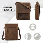 Kansas Schoudertas voor heren, vintage, leren tas, 13-14 inch, laptoptas, echt leer, middelgroot, DIN A4, messenger bag voor mannen, Nevada Bruin, Large