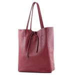 Modamoda T163 Shopper, tas, van leer, groot, met binnenvak, paars/rood, Large