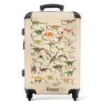 NoBoringSuitcases.com Kinderkoffer, hand, harde koffer met TSA-slot, jongens en meisjes, trolley, reiskoffer, draagtas, rolkoffer, klein of middelgroot, 29 vintage dinosaurus-alfab