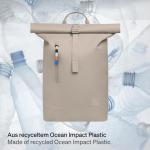 Rugzak Rolltop 2.0 Lite van Ocean Impact plastic, waterdichte laptoprugzak met uitneembare 15 inch laptoptas, 26 liter vulvolume, rolrugzak, Scallop, Eén Maat