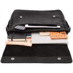 Oxford lederen schoudertas I Laptoptas tot 15 inch I Boodschappentas van echt buffelleer in vintage look I Leren tas I Schoudertas I Werktas I 38x10x31cm I Zwart