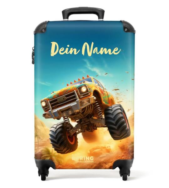 NoBoringSuitcases.com Kinderkoffer, handbagage, harde koffer met TSA-slot, jongens en meisjes, trolley, reiskoffer, draagtas, rolkoffer, klein of middelgroot, 42 monstertruck, kind