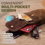 hengwin Multifunctionele echt lederen tas met dubbele ritssluiting, vintage look, schoudertas, mobiele telefoon, riemtas, telefoonholster voor reizen, outdoor-activiteiten