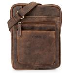 LEABAGS Lederen schoudertas voor dames en heren, messenger bag met schouderriem, schoudertas, werktas, draagtas, handtas, echt leren tas, vintage roodbruin, Vintage roodbruin, Bohe