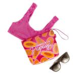 - Strandtas voor dames, strandtas met ritssluiting en trekkoord aan de zijkant, draagtas voor kostuum en strandaccessoires, ideale strandtas voor meisjes, dames, 20 x 16 cm, Papaja