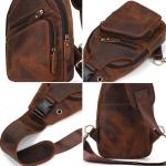 newsbirds Heren echt lederen borsttas schoudertas sport outdoor schoudertas wandelrugzak, 9455 bruin, Retro