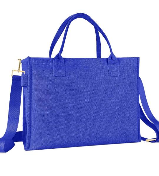 Canvas dode tas, grote schoudertas, hobo-tas, crossbody tas, reistas, handtas, alles met brede riem, blauw, Large