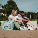 Smilla Strandtas met ritssluiting voor dames en heren, gezinsvakantie, sport, zwemmen, boodschappentas van gerecycled PET, waterafstotend, Lichtblauw, Eén maat