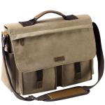VASCHY Schoudertassen voor dames en heren, vintage, waterafstotend, gewaxt canvas, voor 14, 15,6, 17 inch, laptop, aktetas, schoudertas, laptoptas met gevoerde schouderriem