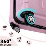 BEIBYE Koffer met harde schaal, trolley, rolkoffer, reiskoffer, veiligheid, cijferslot, dubbele wielen, ABS-materiaal, handbagage, 4 wielen, M-L-XL-set, roze