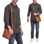 'Illinois' Herentas om te hangen, klein, leer, schoudertas, messenger bag, vintage leren tas, schoudertas, handtas, echt leer, Texas bruin., Small