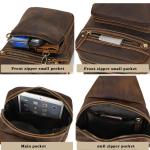 newsbirds Heren echt lederen borsttas schoudertas sport outdoor schoudertas wandelrugzak, 9334 donkerbruin, Retro