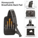 VARLIVOO Retro borstzak heren schoudertas reizen sling bag schoudertas 10,9 inch tablet schouder rugzak crossbody pack voor sport fietsen wandelen waterdicht canvas daypack, grijs,