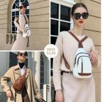Borstzak voor dames, sling bag, 2-in-1 rugzak, klein, met 2 afneembare schouderbanden, PU-leer, crossbody tas, schoudertas, handtas, schoudertas, diefstalbestendig, wit/bruin.