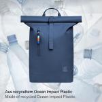 Rugzak Rolltop 2.0 Lite van Ocean Impact plastic, waterdichte laptoprugzak met uitneembare 15 inch laptoptas, 26 liter vulvolume, rolrugzak, ocean blue, Eén maat, Minimalistisch