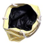 Grote waterafstotende strandtas met rits 58 x 38 x 18 cm gestreept geel wit shopper schoudertas