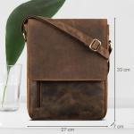 Kansas Schoudertas voor heren, vintage, leren tas, 13-14 inch, laptoptas, echt leer, middelgroot, DIN A4, messenger bag voor mannen, Nevada Bruin, Large