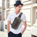 VARLIVOO Retro borstzak heren schoudertas reizen sling bag schoudertas 10,9 inch tablet schouder rugzak crossbody pack voor sport fietsen wandelen waterdicht canvas daypack, grijs,