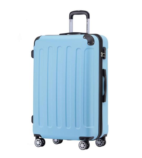 BEIBYE Koffer met harde schaal, trolley, rolkoffer, reiskoffer, veiligheid, cijferslot, dubbele wielen, ABS-materiaal, handbagage, 4 wielen, M-L-XL-set, Glacial Blue