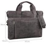 Seattle Moderne leren tas voor heren, van echt leer, groot, ideaal als zakelijke aktetas, platte laptoptas voor 14-15,6 inch voor op reis, met trolleyhouder, Navy grijs, Large