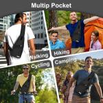 Lidxfeo Schoudertas met USB-oplaadaansluiting, waterdichte borsttas voor heren, anti-diefstal, crossbody bag, meerdere zakken, slingrugzak, voor wandelen, reizen, klimmen enz, zwar
