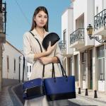Dames Handtas Set Schoudertas Schoudertas PU Lederen Handtas 3 Stuks Grote Designer Tas Middelgrote Mode Elegante, Blauw + zwart., M, Elegant