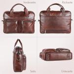 Pavone Nero Leder Aktentasche Herren – Laptoptasche, elegantes Design, langlebige Verarbeitung – Ideal für Geschäftsleute, Anwälte, perfekt für Geschäftsreisen und den tä