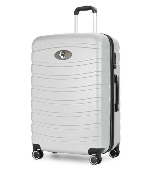 Andreas Dell Premium reiskoffer, 4 wielen, hardshell, trolley, koffer, licht en stabiel, TSA-slot, uitbreidbaar, grote inhoud, perfect voor vakantie en zakenreizen, zilver, 4 tweel